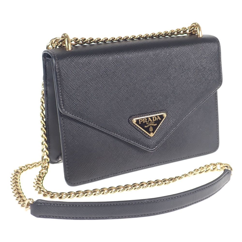 Prada Chain Shoulder Bag Saffiano Black
